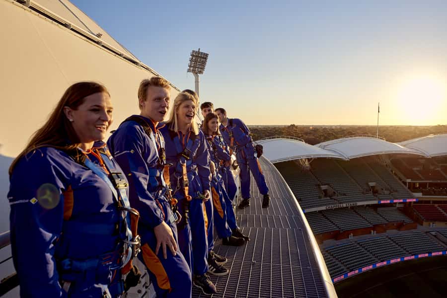 Adelaide: Sunset Rooftop Tour at Adelaide Oval - The Riverbank platform at sunset