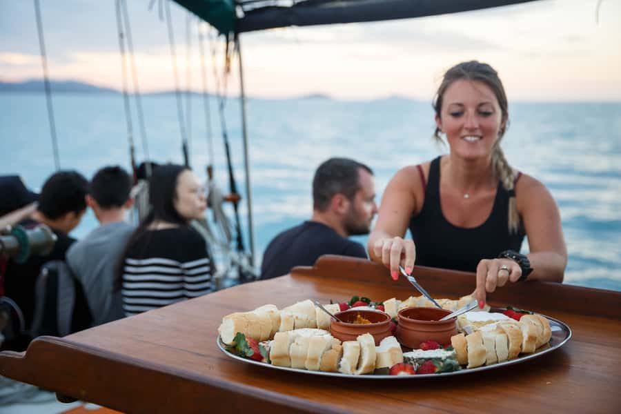 Airlie Beach: Providence Whitsundays Tallship Sunset Sail - The welcome drink and first minutes aboard