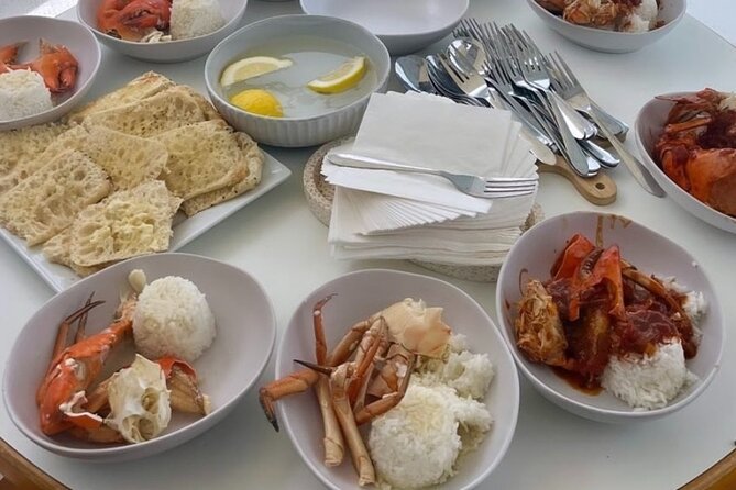 Broome's only Crabbing Adventure & Wildlife Cruise - Fresh crab, rice, bread, and chili sauce