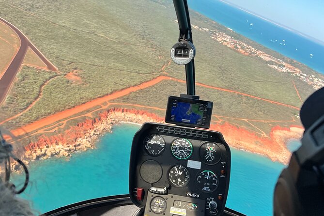 Colours of Broome: Stunning 30-Minute Scenic Helicopter Flight - Red cliffs and turquoise water at Gantheaume Point