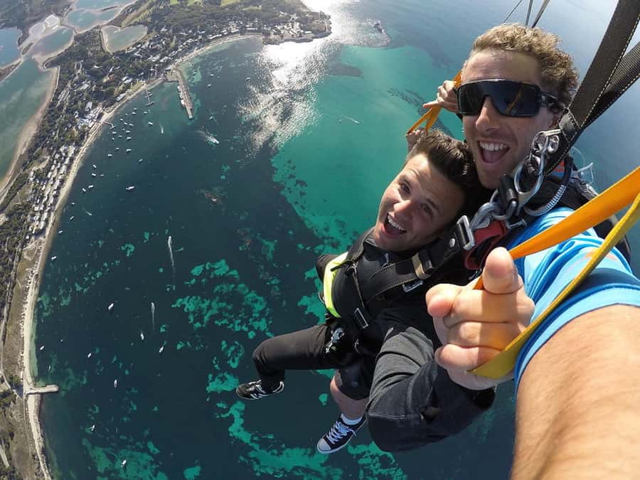 Fremantle: Rottnest Island Skydive and Ferry Package - Harness, briefing, and the climb to 10,000 or 15,000 feet
