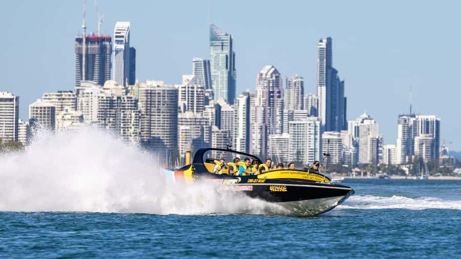 Gold Coast: Extreme Jet Boat Blast Ride - Leaving the River End of Cavill Avenue