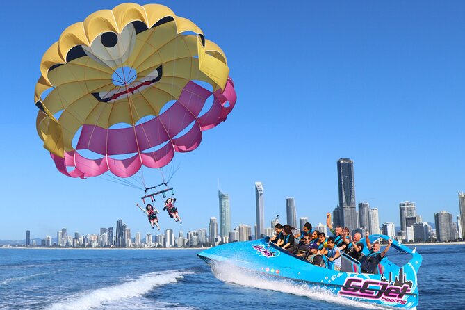 Gold Coast & Surfers Paradise - Parasail & V8 Jetboat Combo - The Parasail Flight Above the Broadwater