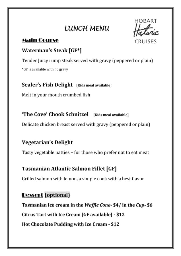 Hobart: Historic Lunch Cruise - Returning by the Botanic Garden and Government House