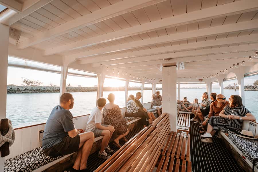 Mooloolaba: Sunshine Coast Sunset Canal Cruise - Turning at the river heads for the wider coast