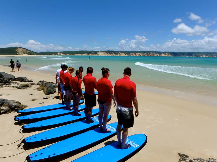 Noosa: Epic Learn to Surf Safari 4x4 - Double Island Point - Getting fitted for boards and wetsuits