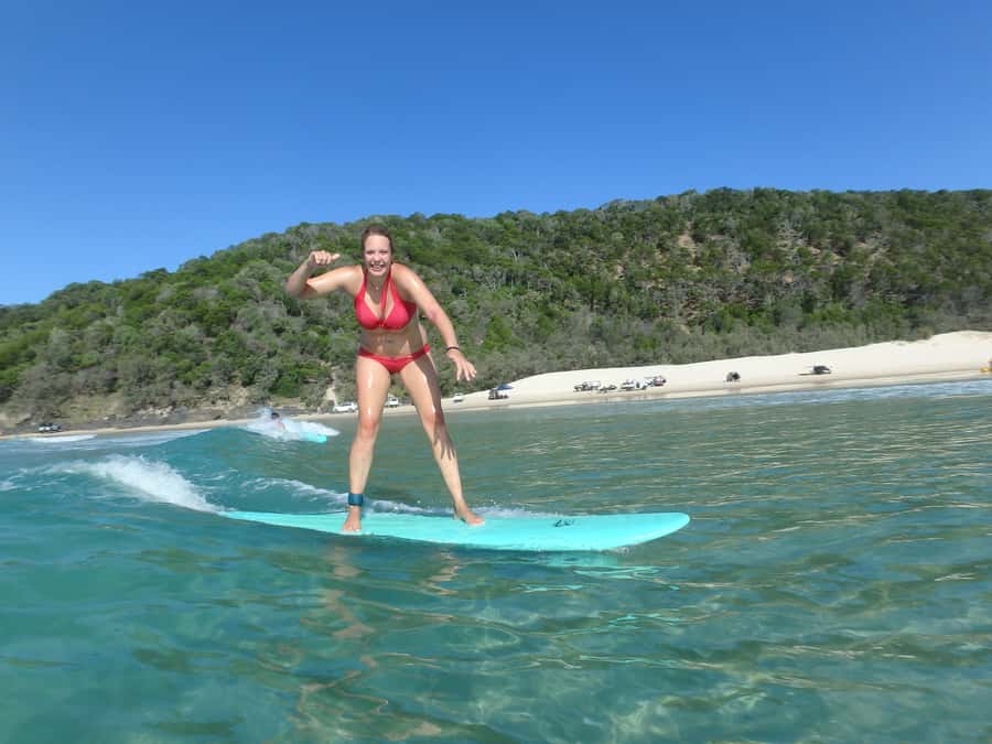Noosa: Epic Learn to Surf Safari 4x4 - Double Island Point - Your first lesson in waist-deep water