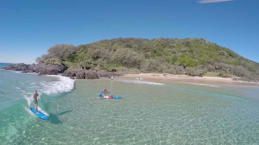 Noosa: Epic Learn to Surf Safari 4x4 - Double Island Point - The morning pickup at The J Theatre