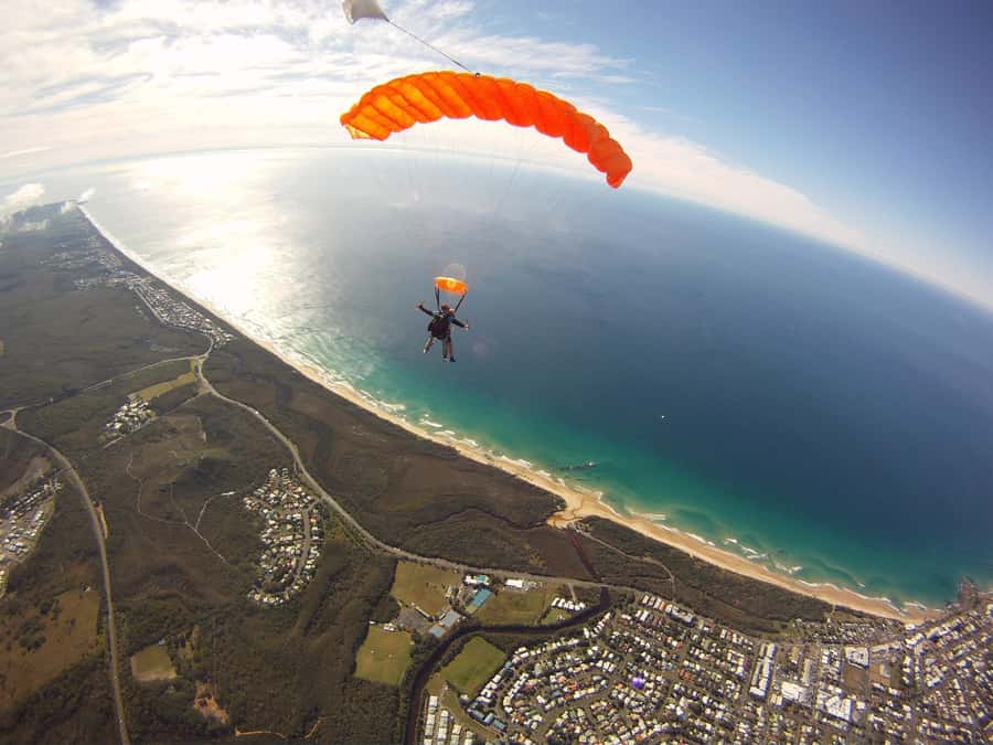 Noosa: Tandem Skydive Experience - A high-altitude view of Noosa and the Sunshine Coast