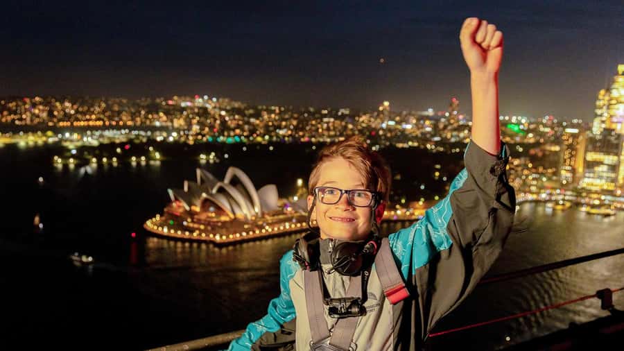 Sydney: BridgeClimb Sydney Harbour Summit Night - Following the upper arch to the summit