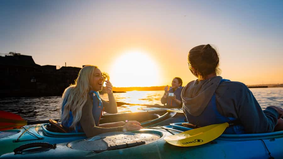 Sydney Sunrise Kayak Tour on Sydney Harbour - Luna Park as the harbour lights fade